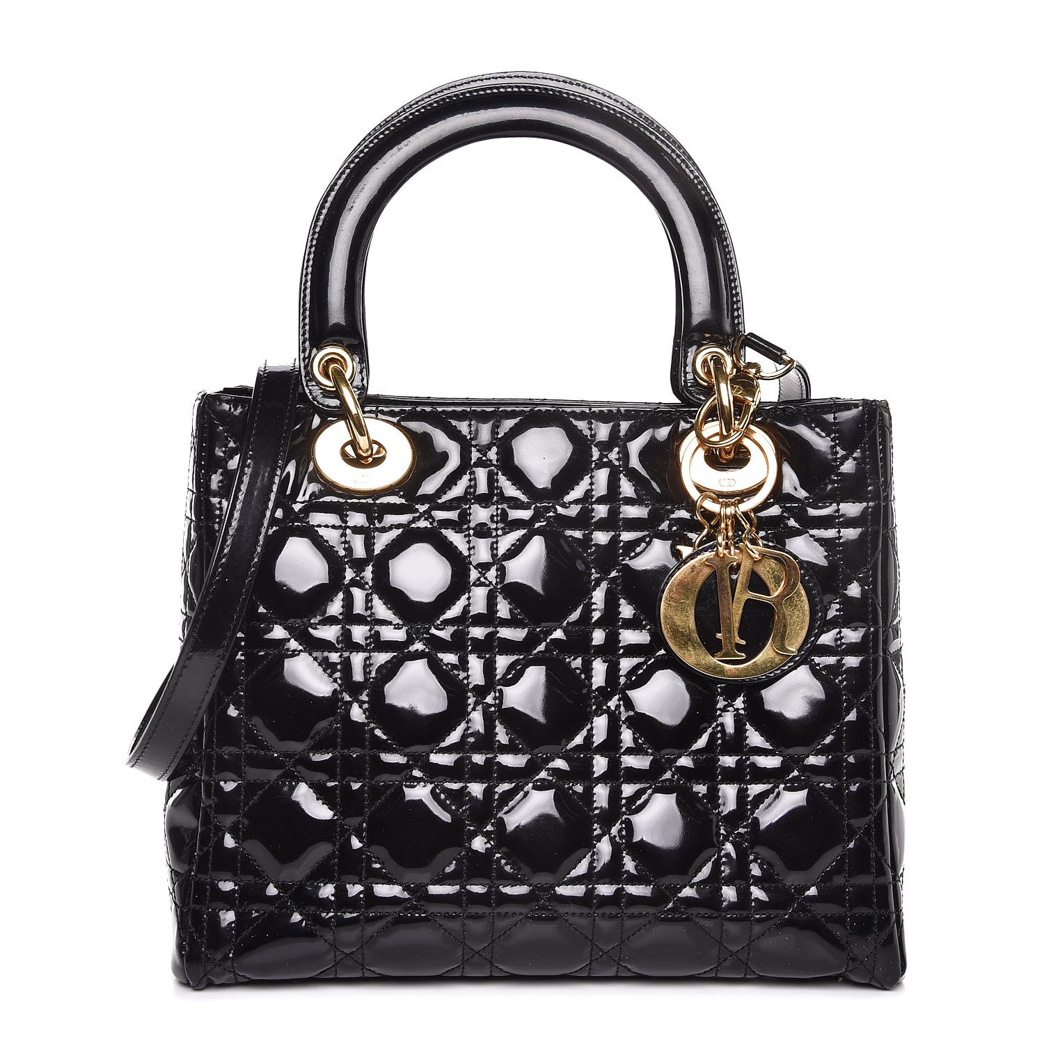 black patent lady dior bag