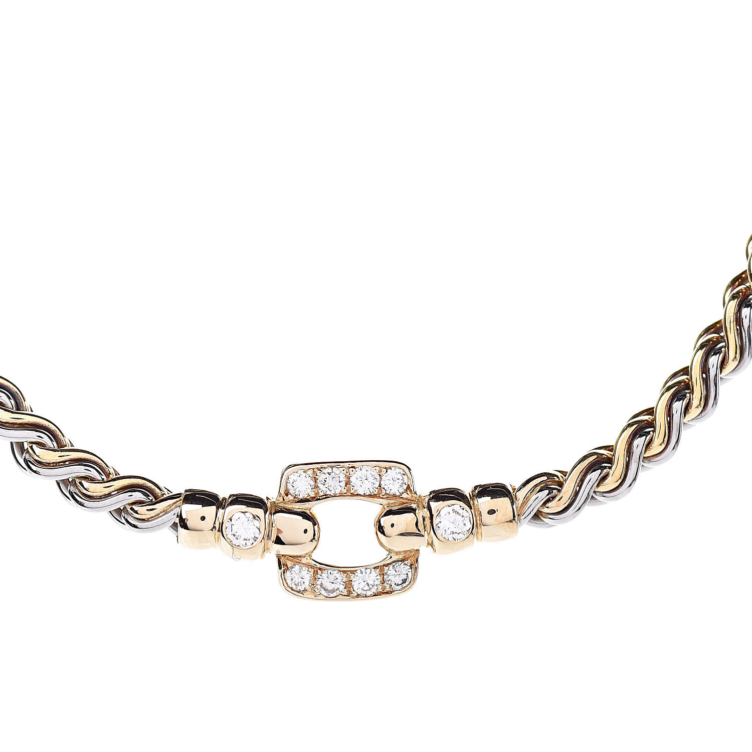 CARTIER 18K Yellow Gold Stainless Steel Diamond Station Necklace 468919