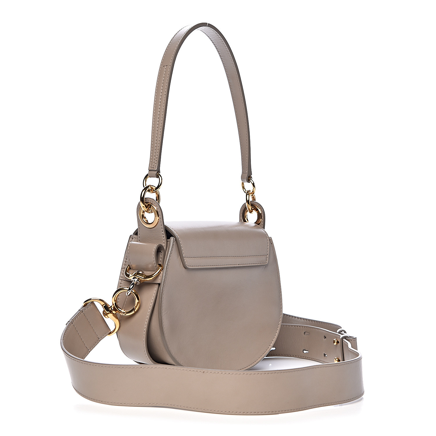 CHLOE Calfskin Small Tess Saddle Bag Motty Grey 482620