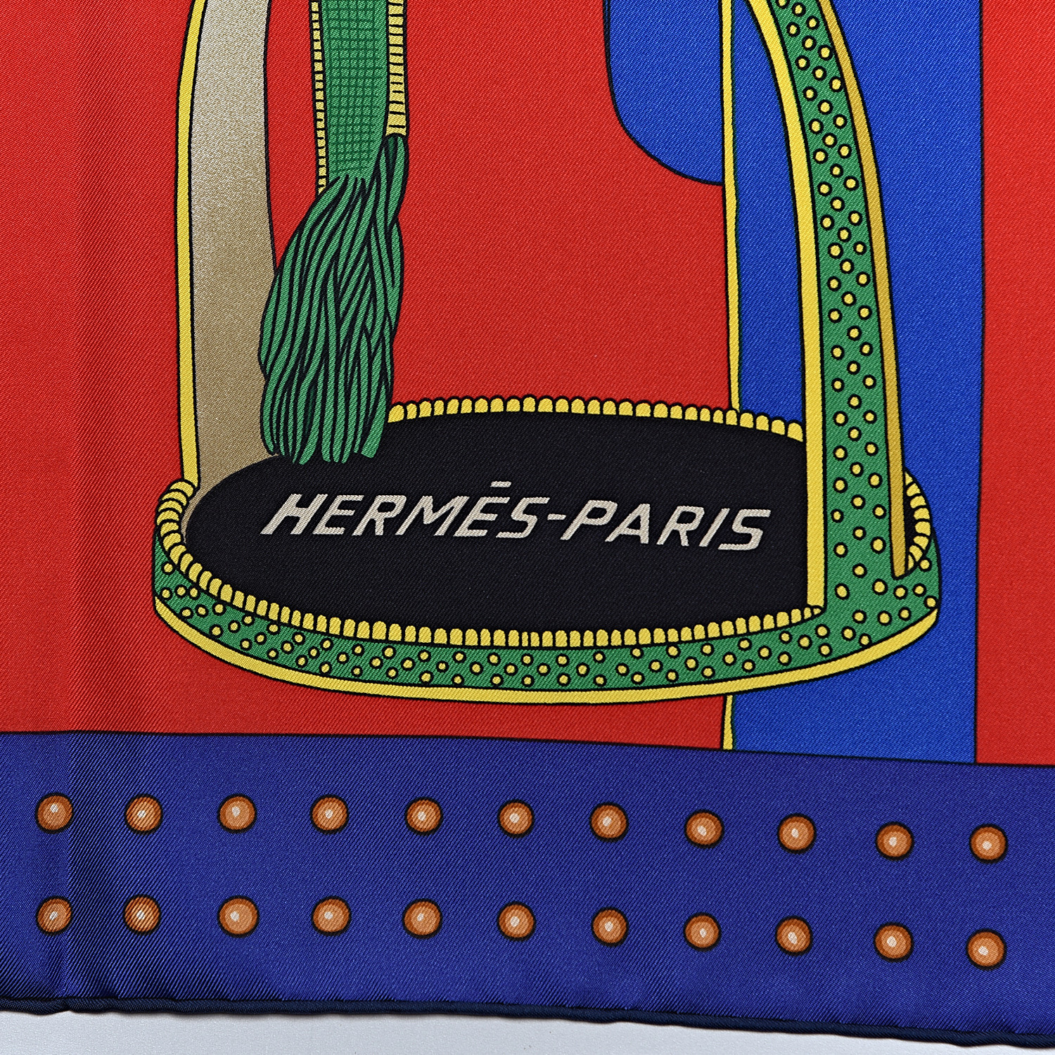 HERMES Silk Selle De Dignitaire Scarf 90 Rouge Violet Orange 480874