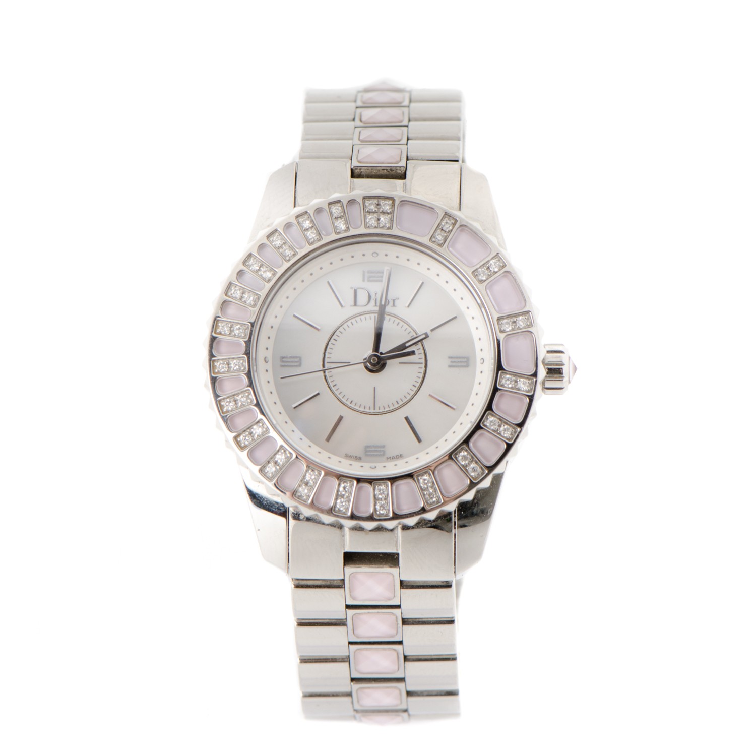 Christian Dior Stainless Steel Sapphire Diamond 29mm Christal Watch