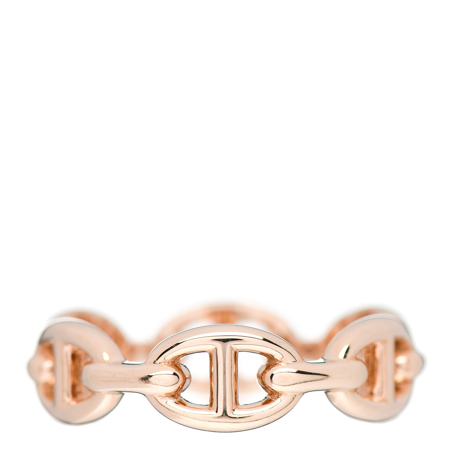 HERMES 18K Rose Gold PM Chaine D'Ancre Enchainee Ring 55 7.25 955585 ...