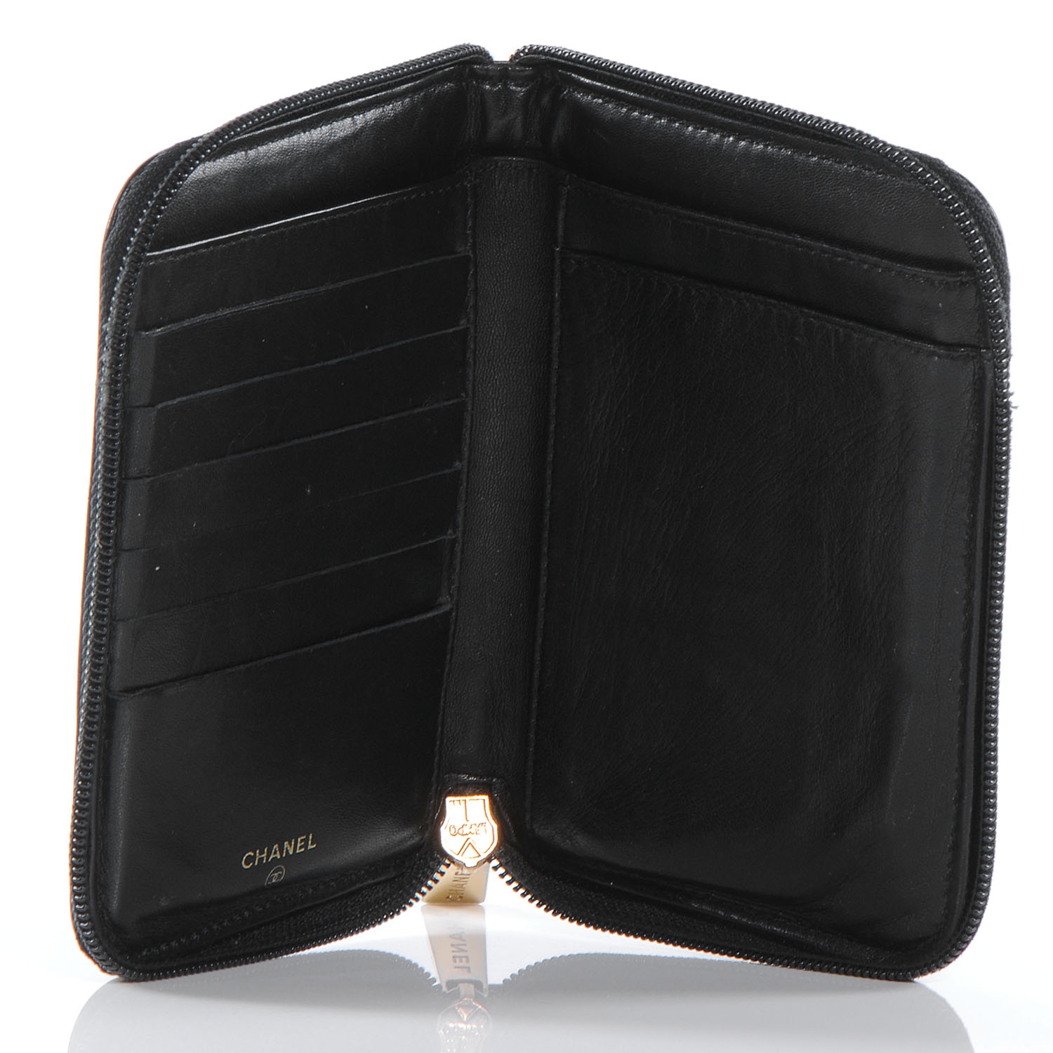 CHANEL Caviar Passport Wallet Black 33034