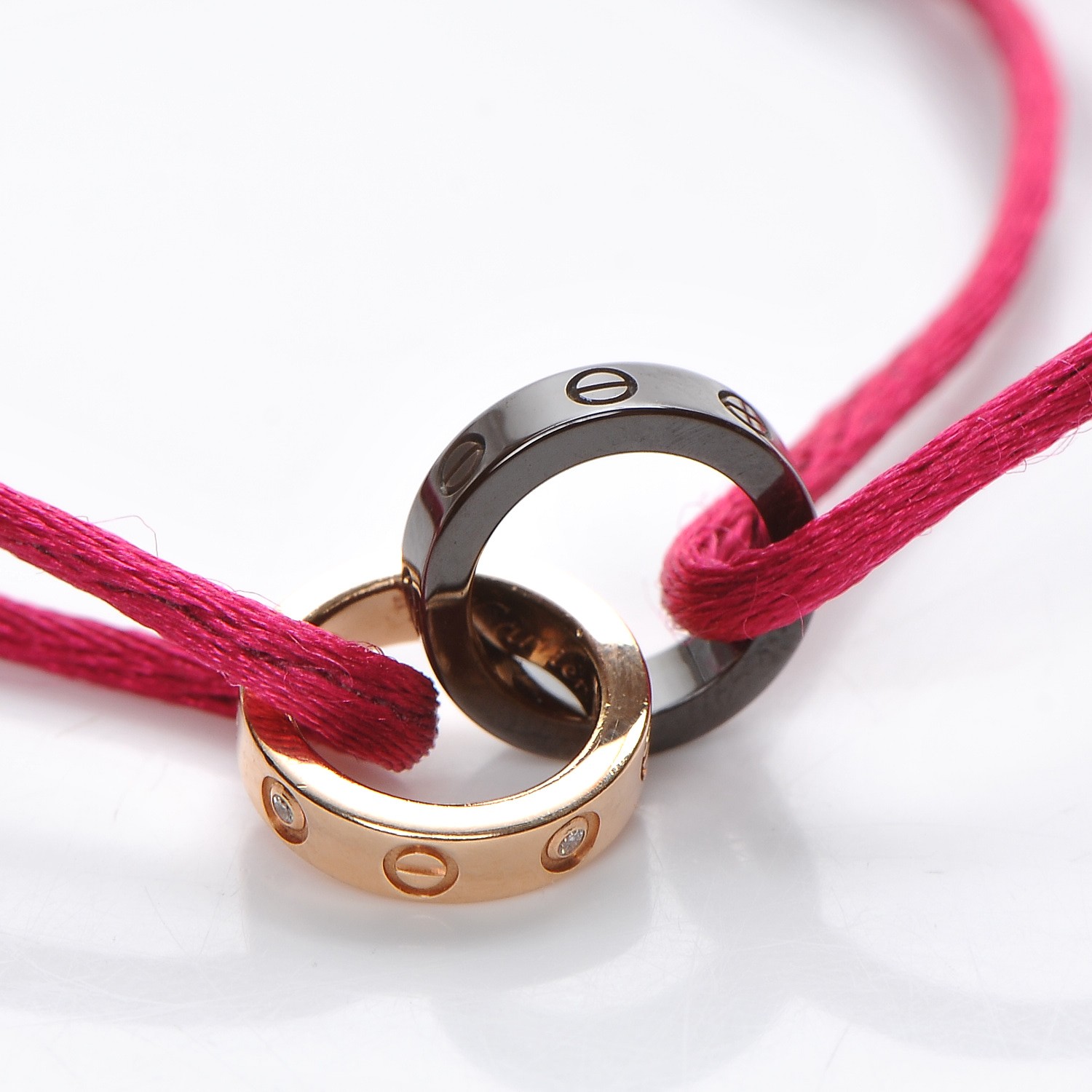 bracelet diamond ceramic cord pink adjustable cartier 18k