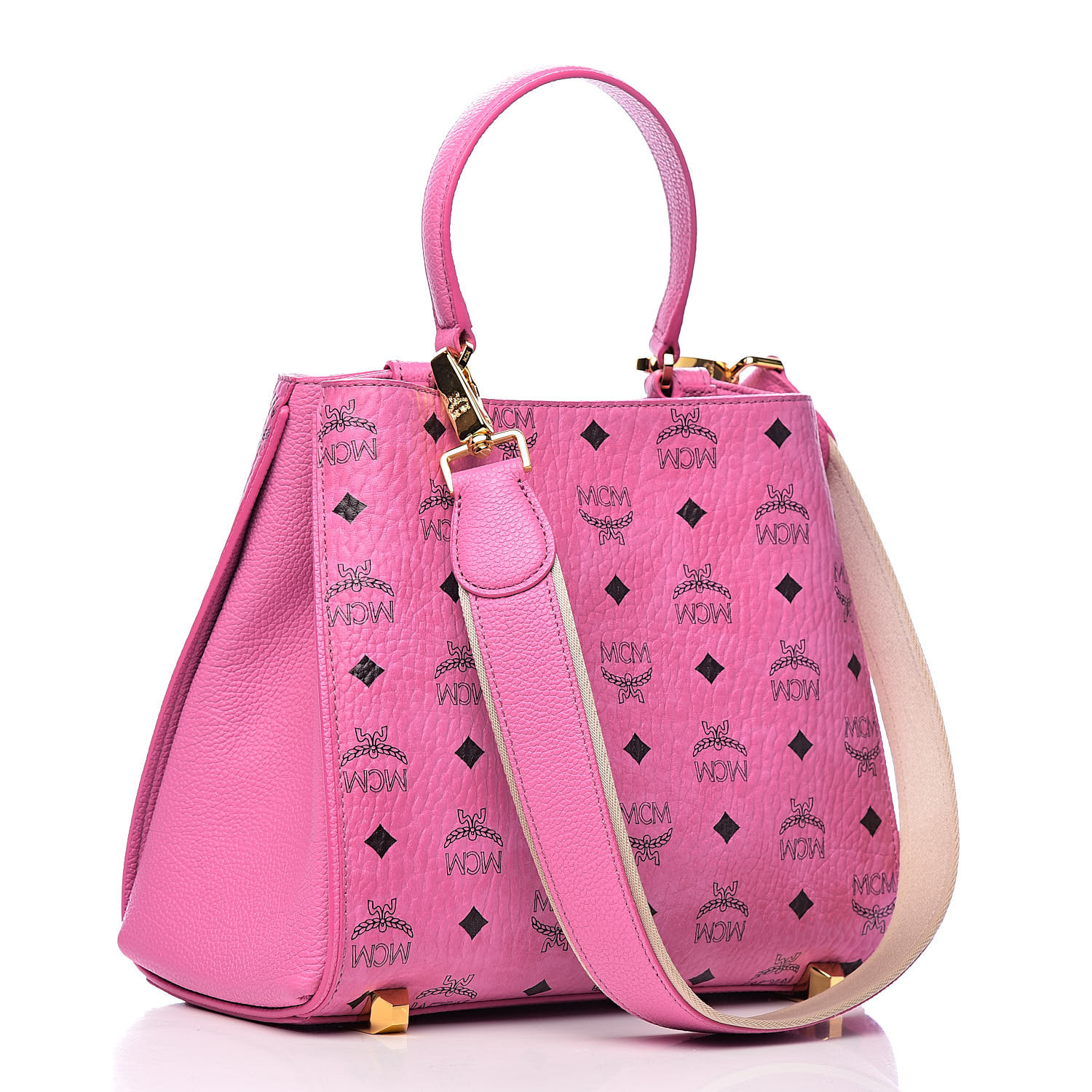 MCM Visetos Small Corina Shoulder Bag Pink 500699