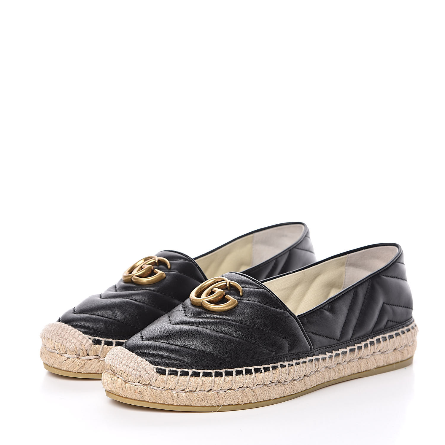 GUCCI Nappa Matelasse GG Marmont Espadrilles 39.5 Black 506508 ...