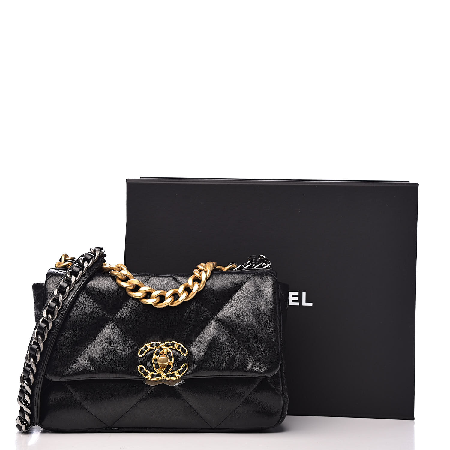 goatskin quilted medium chanel 19 flap black