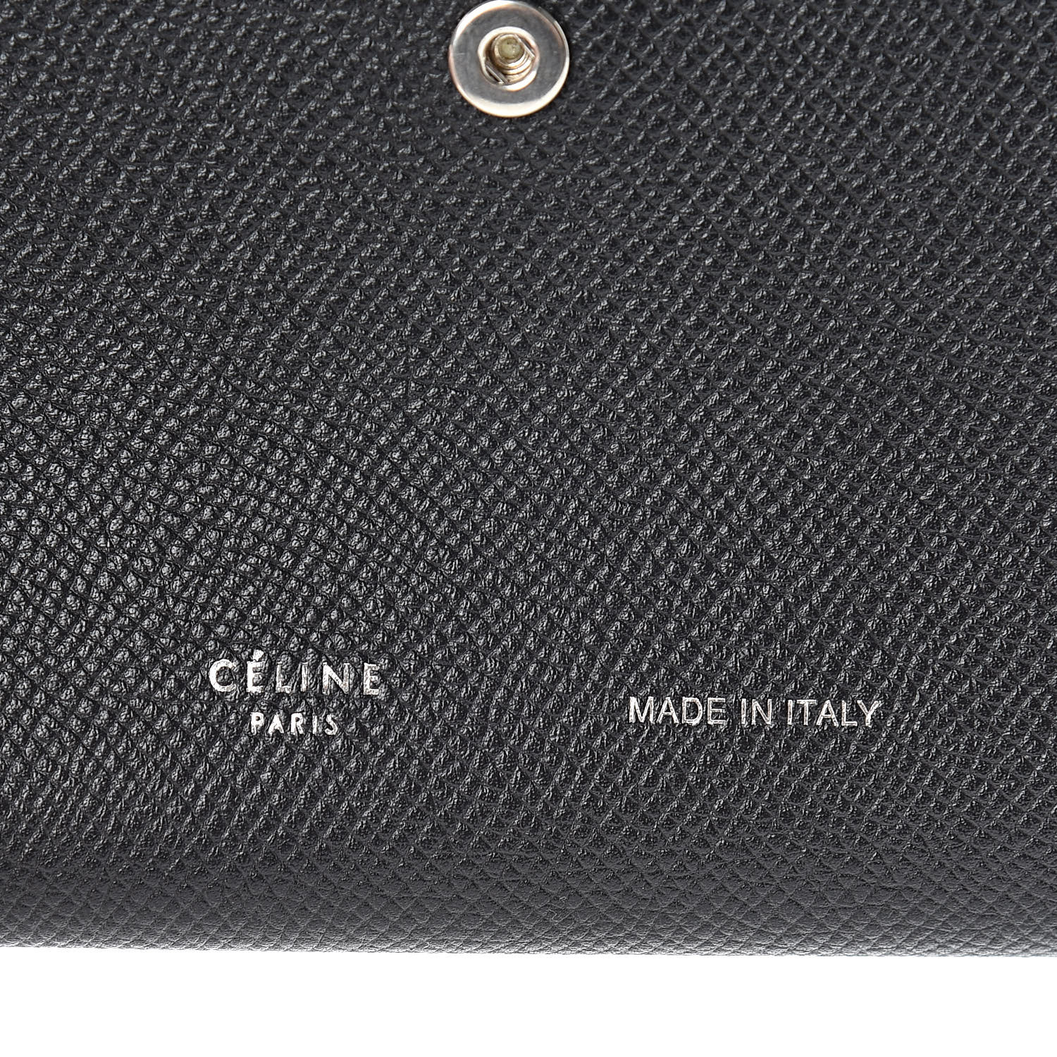 CELINE Grained Calfskin Strap Passport Cover Black Chalk 504818