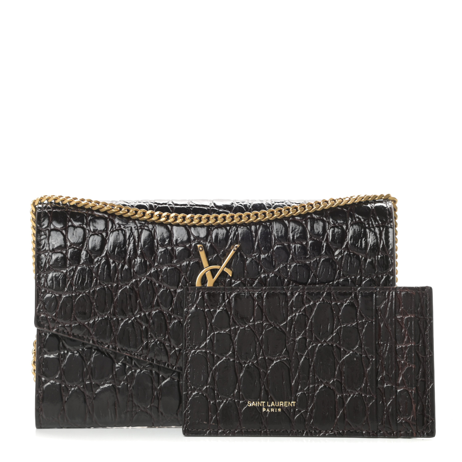 ysl croc wallet on chain