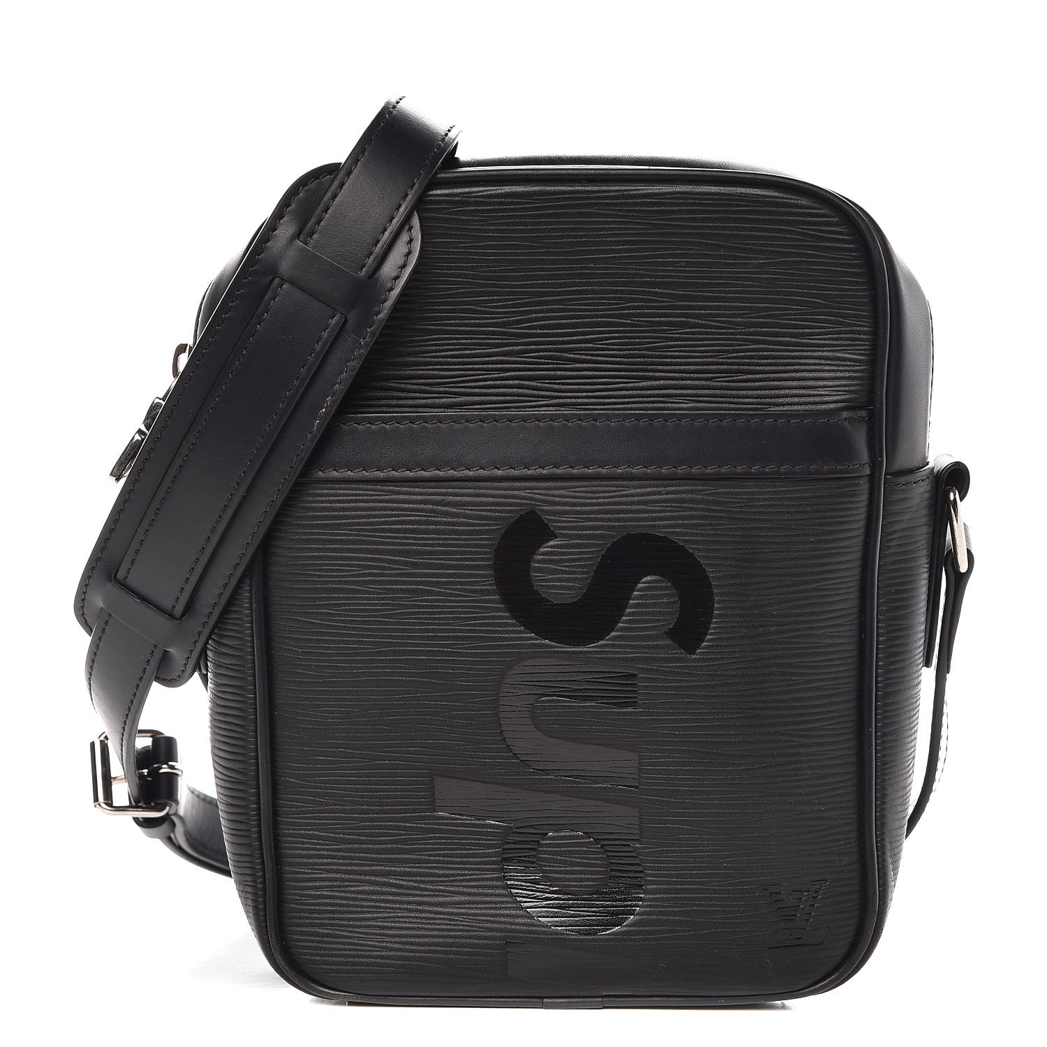 supreme lv shoulder bag black
