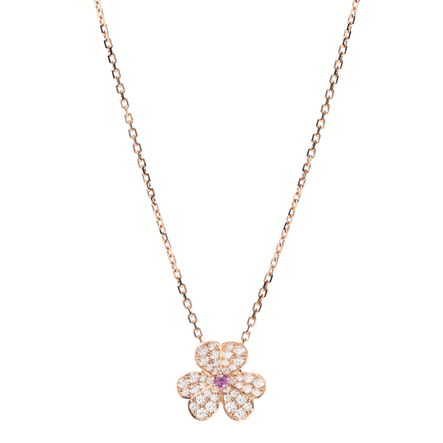 VAN CLEEF & ARPELS 18K Rose Gold Diamond Pink Sapphire Small Frivole ...