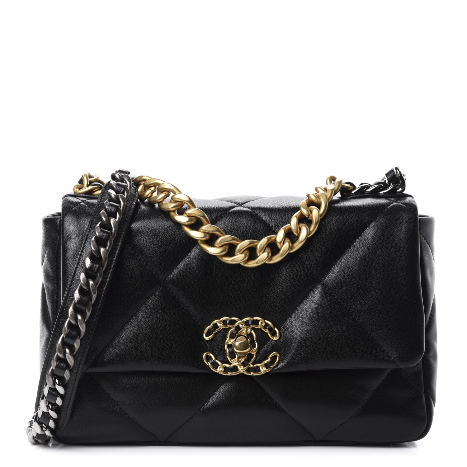 goatskin quilted medium chanel 19 flap black