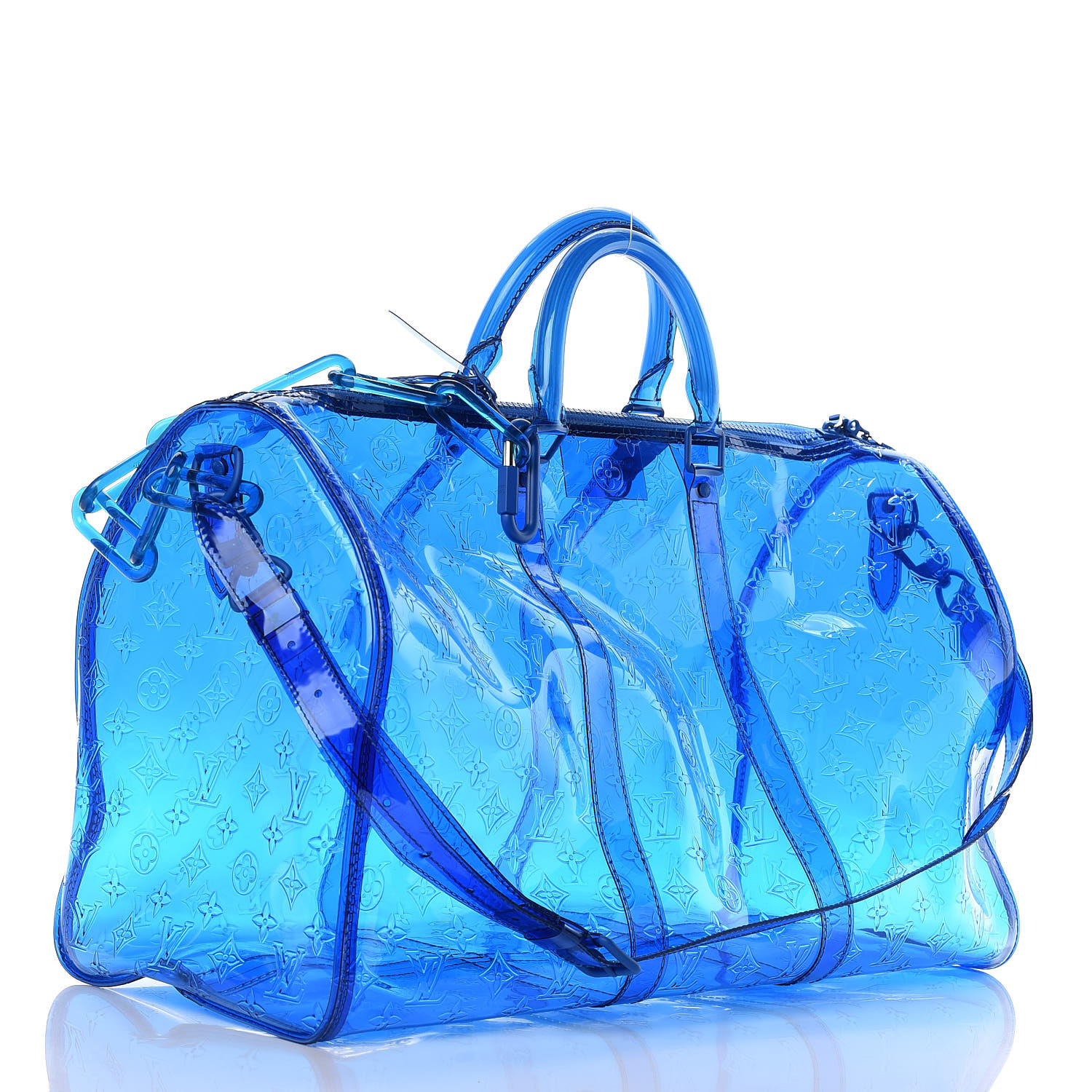 Louis Vuitton Keepall Bandouliere Monogram 50 Blue in PVC with  Silver-color/Tone-on-Tone - US