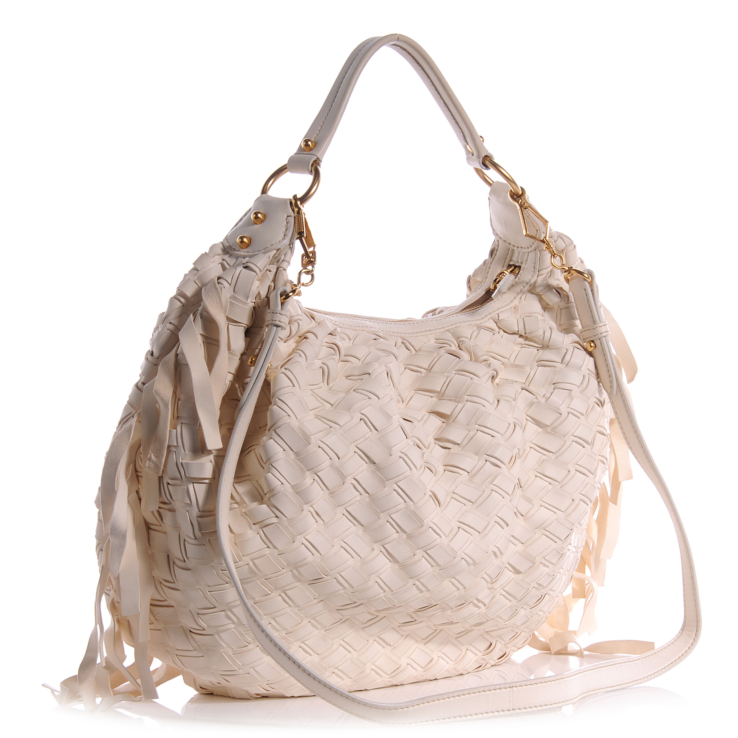 miu miu woven leather hobo bag