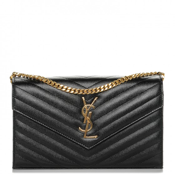 grain de poudre matelasse chevron monogram chain wallet black