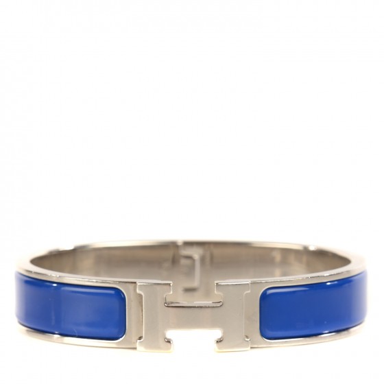 HERMES Narrow Enamel Clic Clac H Bracelet PM Royal Blue 113342