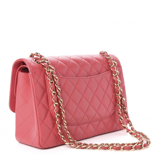 CHANEL Caviar Quilted Jumbo Double Flap Dark Pink 692034 | FASHIONPHILE