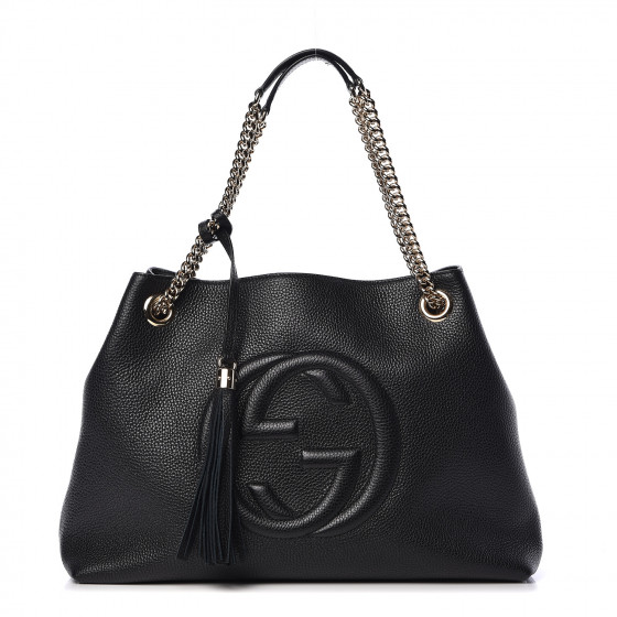 gucci pebbled calfskin medium soho chain shoulder bag black