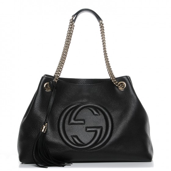 gucci pebbled calfskin medium soho chain shoulder bag black