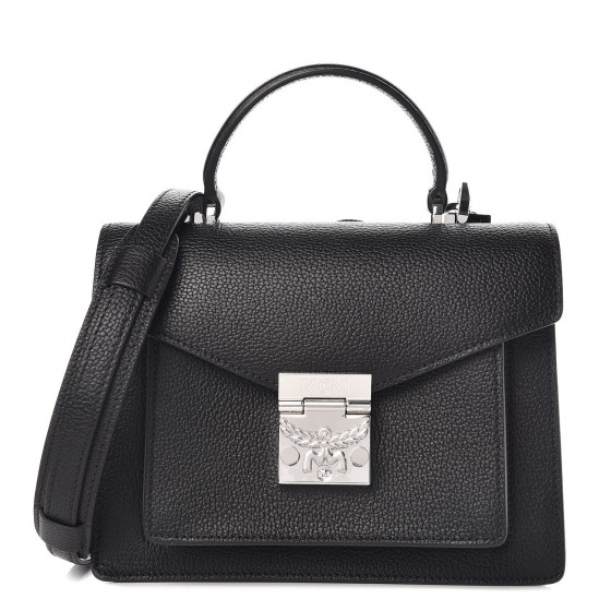 MCM Grained Calfskin Small Patricia Satchel Black 388252