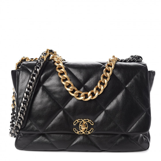 goatskin quilted medium chanel 19 flap black