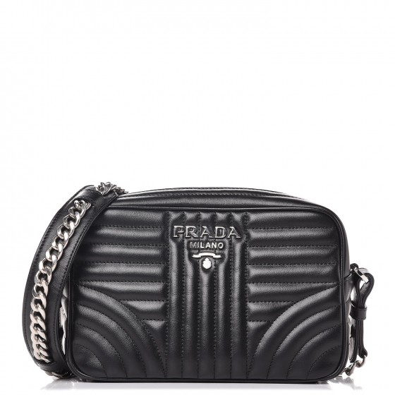 PRADA Soft Calfskin Diagramme Crossbody Bag Black 311761 | FASHIONPHILE