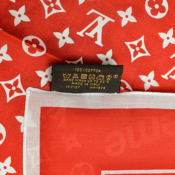 LOUIS VUITTON X SUPREME Cotton Monogram Bandana Scarf Red 193307 ...