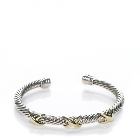 DAVID YURMAN Sterling Silver 14K Yellow Gold 5mm Triple X Cable ...