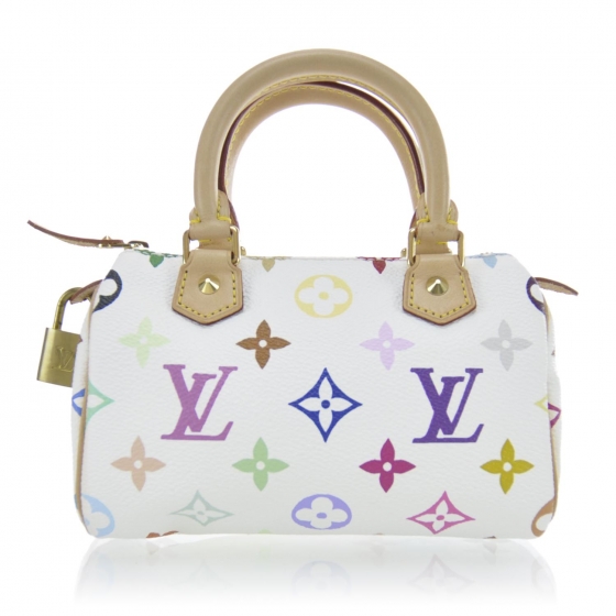 louis vuitton multicolor mini sac hl speedy bag white