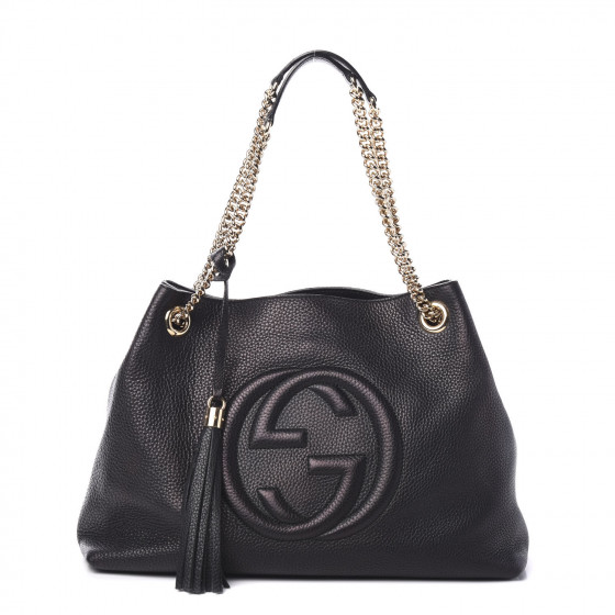 gucci pebbled calfskin medium soho chain shoulder bag black