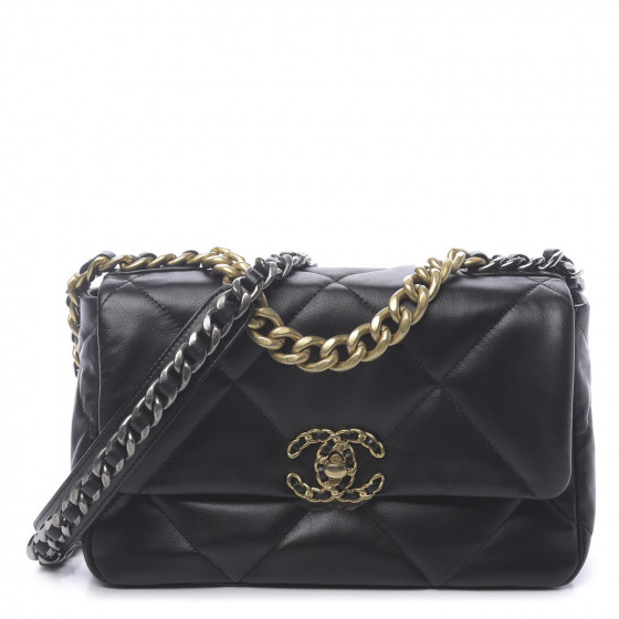 goatskin quilted medium chanel 19 flap black