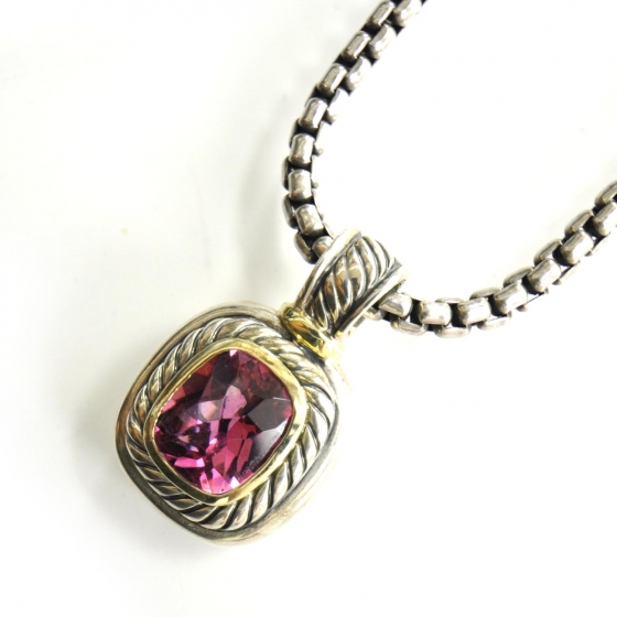 DAVID YURMAN Sterling Silver and 18k Gold Pink Tourmaline Enhancer ...