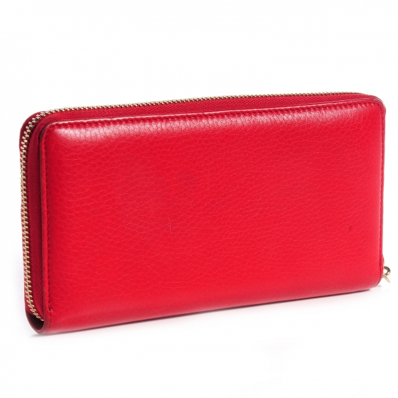 GUCCI Leather Interlocking G Soho Zip Around Wallet Red 77304