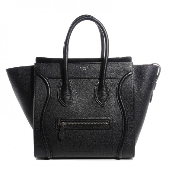 celine drummed calfskin mini luggage black