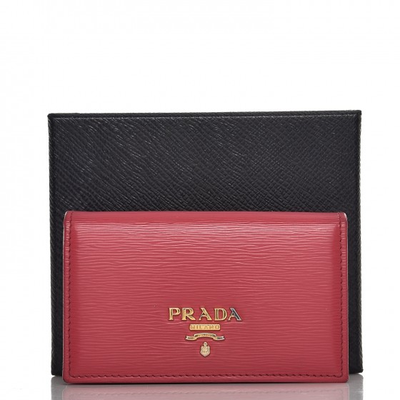 PRADA Vitello Move Business Card Holder Peonia 224860