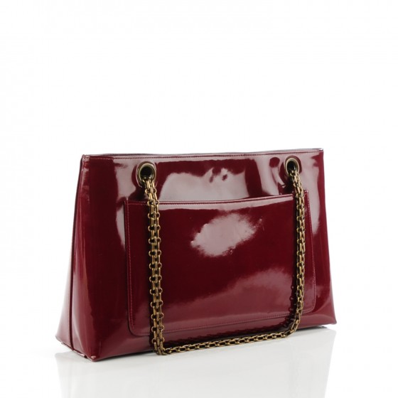 CHANEL Patent Bijoux Chain Shoulder Bag Burgundy 127418