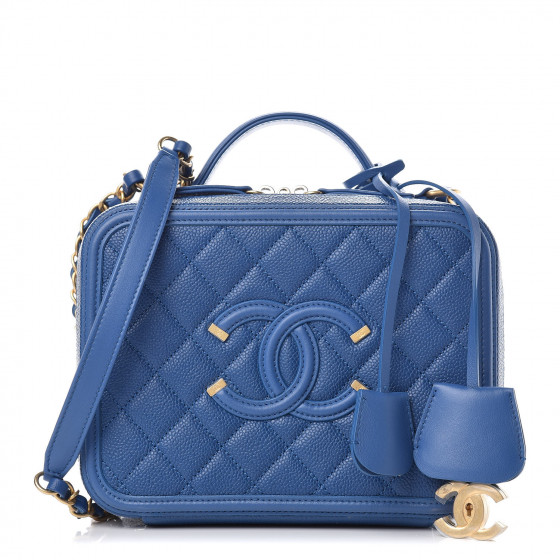 chanel caviar quilted medium cc filigree vanity case