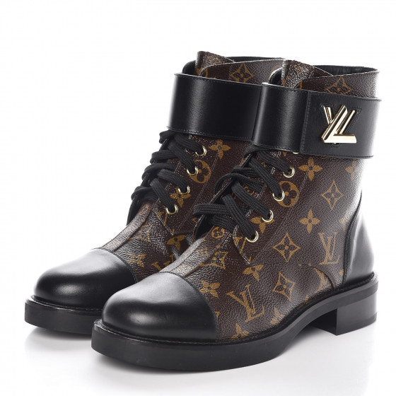 LOUIS VUITTON Calfskin Monogram Wonderland Flat Ranger Boots 39 Black ...