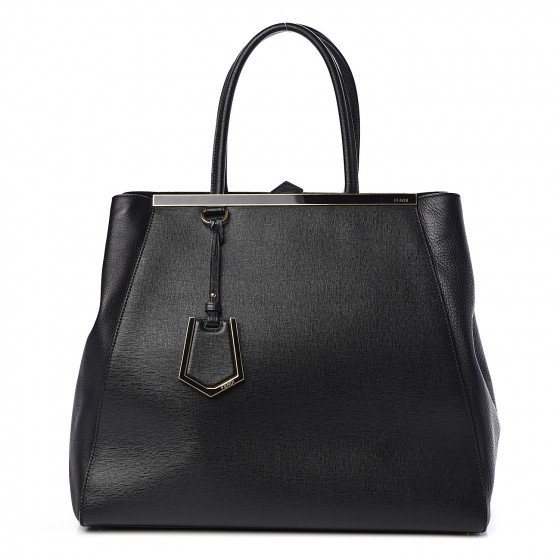 FENDI Vitello Elite Large 2Jours Tote Black 494762 | FASHIONPHILE