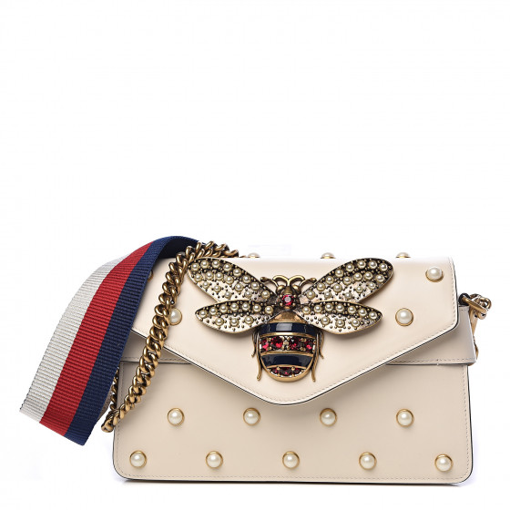 gucci broadway pearly bee shoulder bag