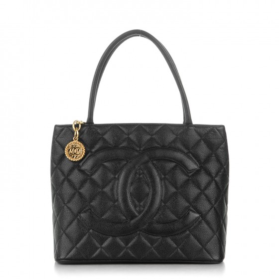 CHANEL Caviar Quilted Medallion Tote Black 165700