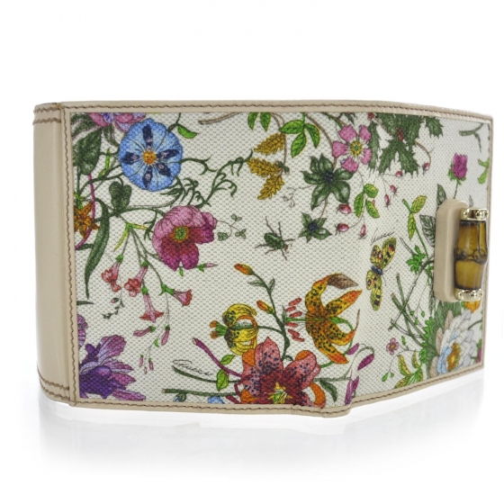 GUCCI Cavas Floral Flora Bamboo Wallet 31135