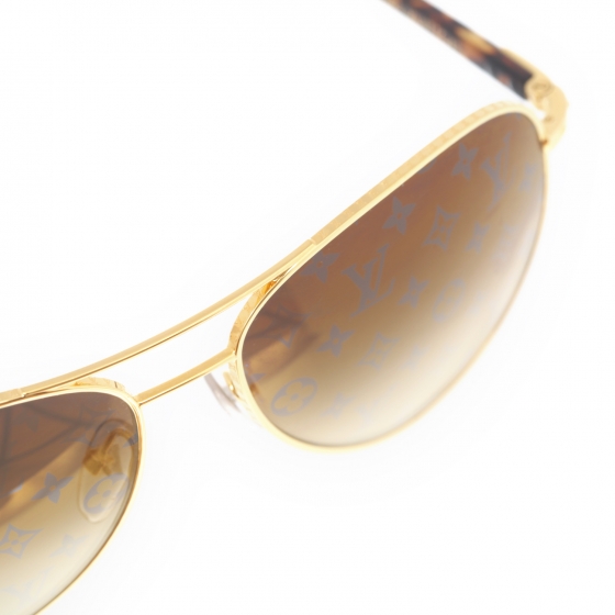 Louis Vuitton Conspiration Pilote Aviator Sunglasses Gold 26749 7092