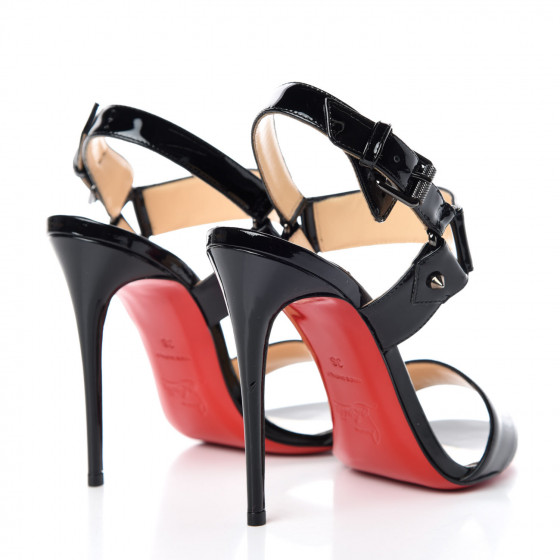 CHRISTIAN LOUBOUTIN Patent Sova 120 Sandal 36 Black 372023 | FASHIONPHILE