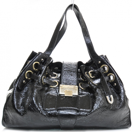 jimmy choo black patent leather bag