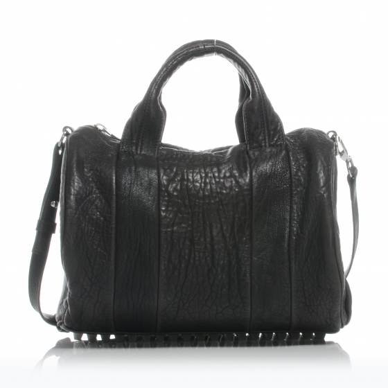 ALEXANDER WANG Leather Rocco Duffel Charcoal w Silver Hardware 44581