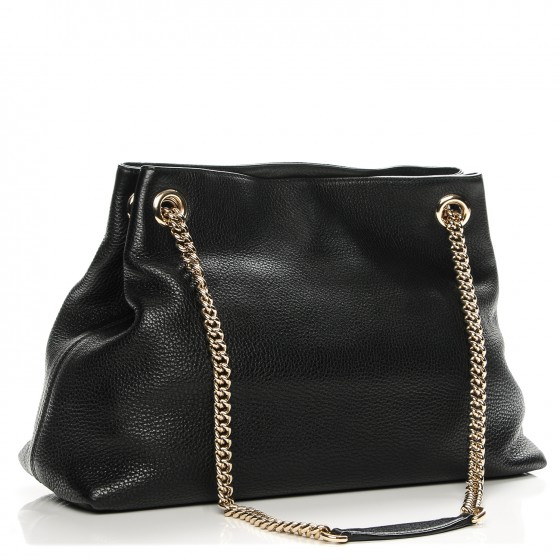 gucci pebbled calfskin medium soho chain shoulder bag black