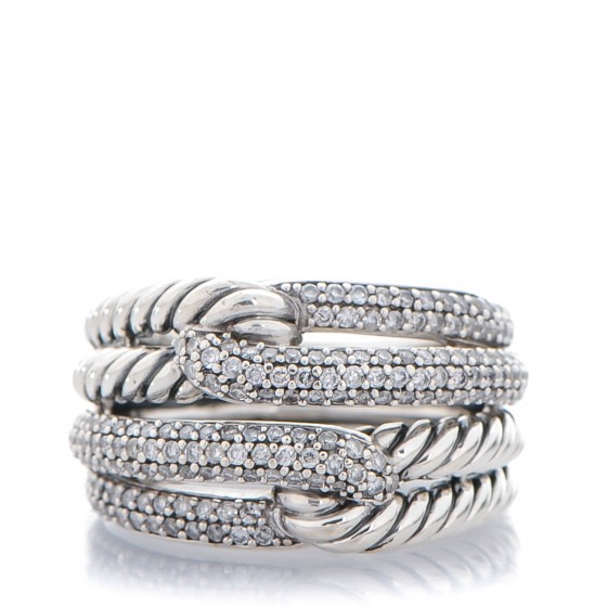 DAVID YURMAN Sterling Silver Pave Diamond 13mm Labyrinth Double Loop ...