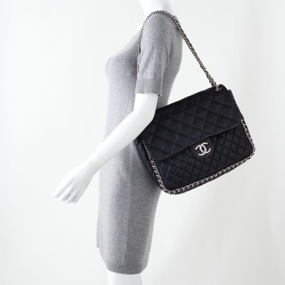 chanel black lambskin bag chunky chain price