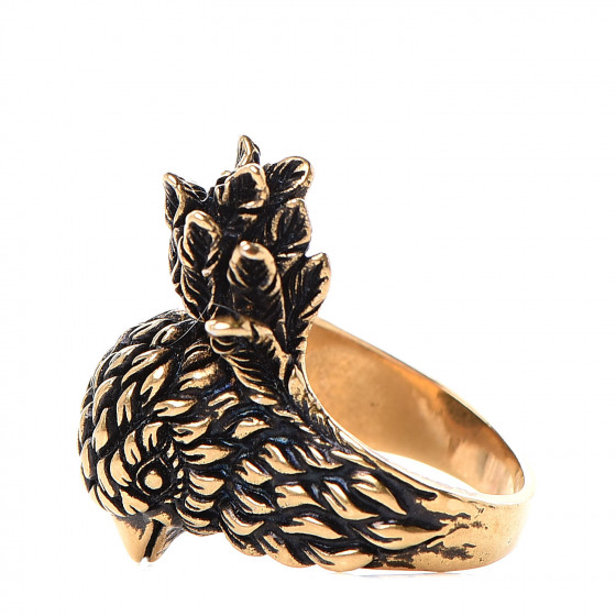 GUCCI Metal Eagle Ring 7.5 Aged Gold 505868 | FASHIONPHILE